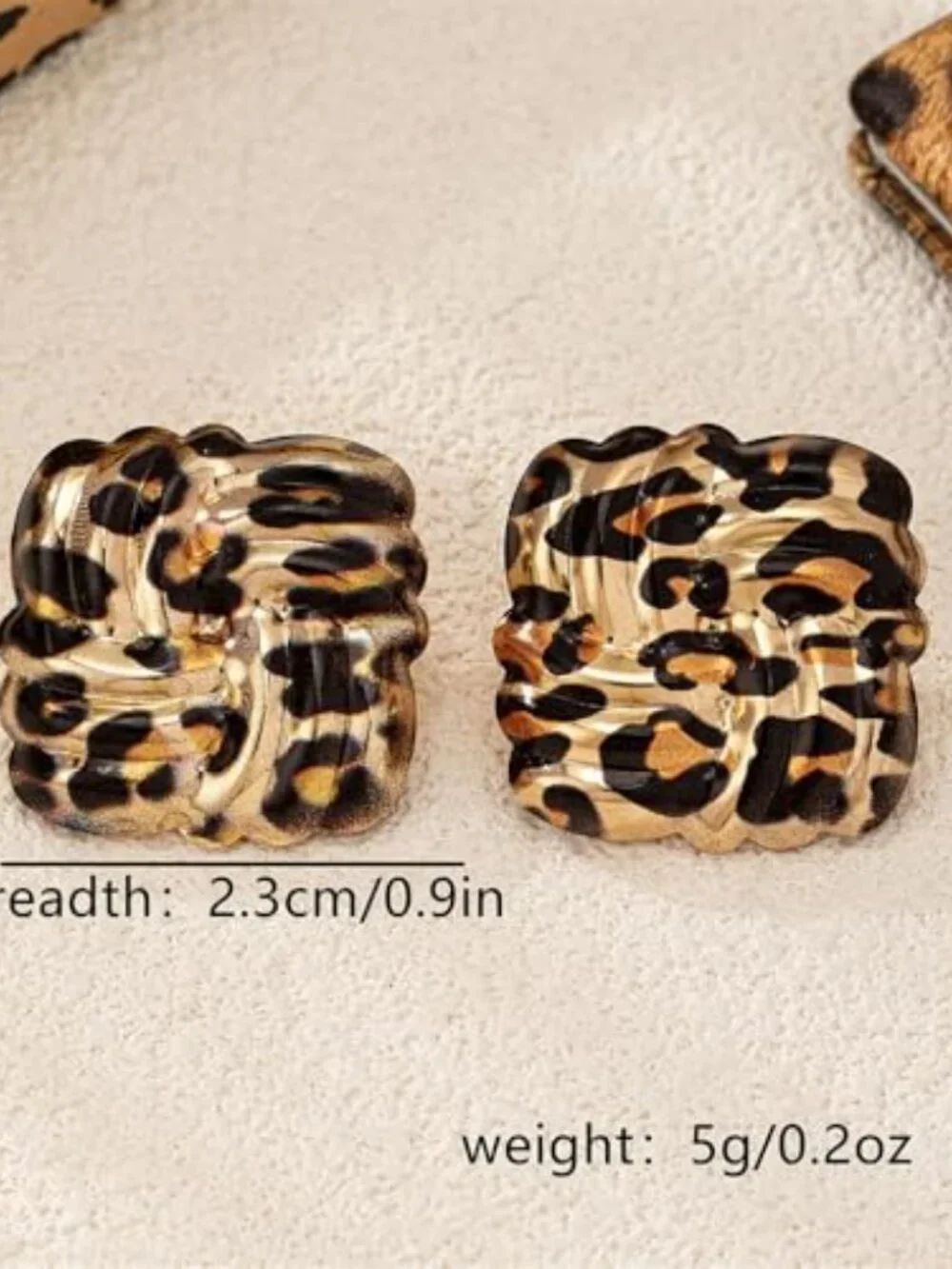 Retro Geometric Rectangle Leopard Print Stud Earrings for Women‎